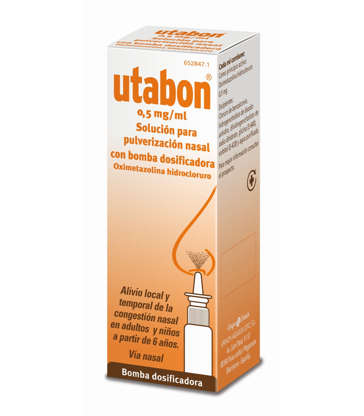 UTABON 0,5 mg/ml SOLUCION PARA PULVERIZACION NASAL 1 FRASCO 15 ml (CON BOMBA DOSIFICADORA)