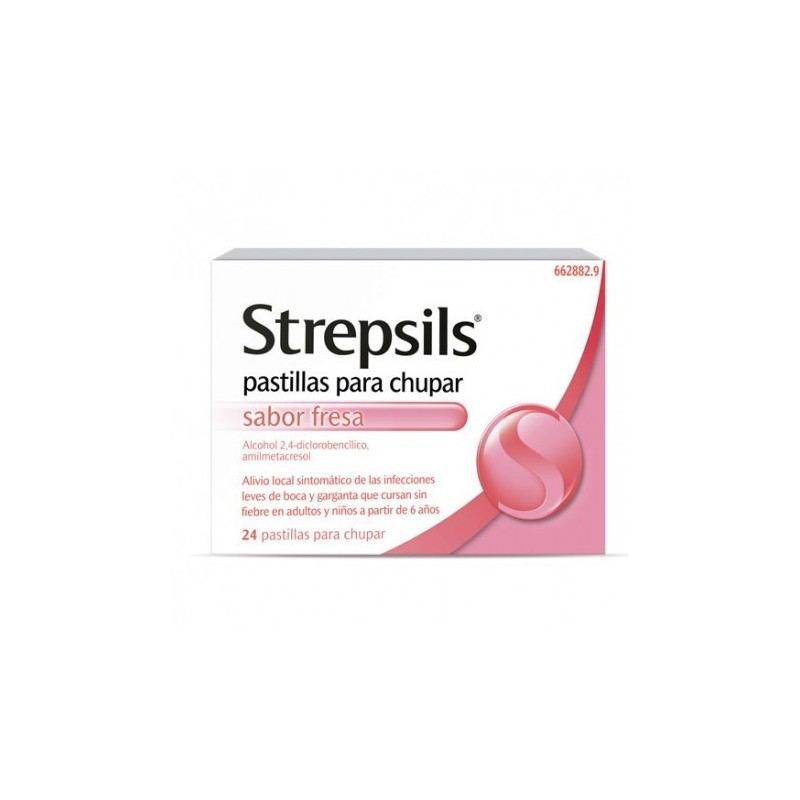 STREPSILS 24 PASTILLAS PARA CHUPAR (SABOR FRESA)