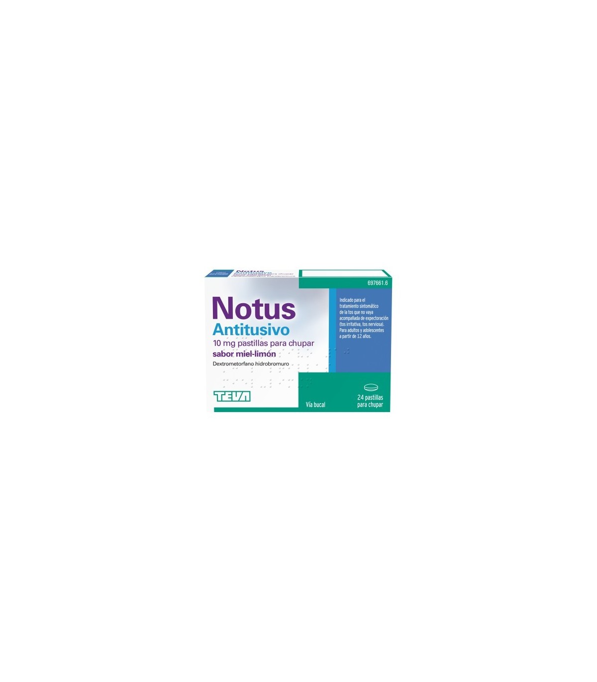 NOTUS ANTITUSIVO 10 mg 24 PASTILLAS PARA CHUPAR (SABOR MIEL Y LIMON)