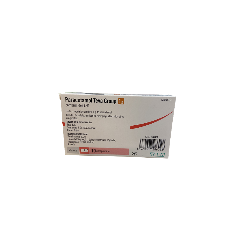 PARACETAMOL TEVA GROUP 1 G 10 COMPRIMIDOS