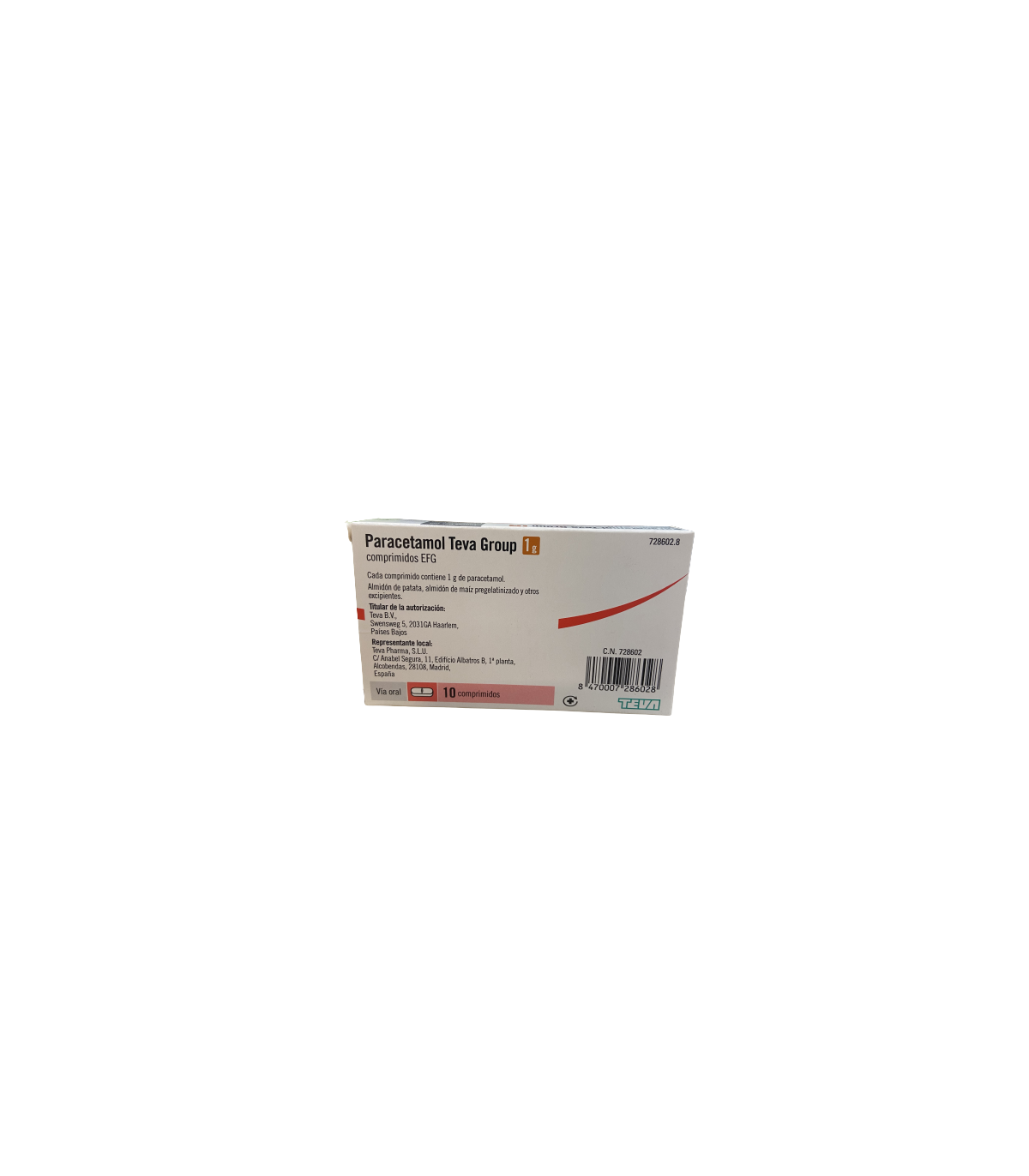 PARACETAMOL TEVA GROUP 1 G 10 COMPRIMIDOS