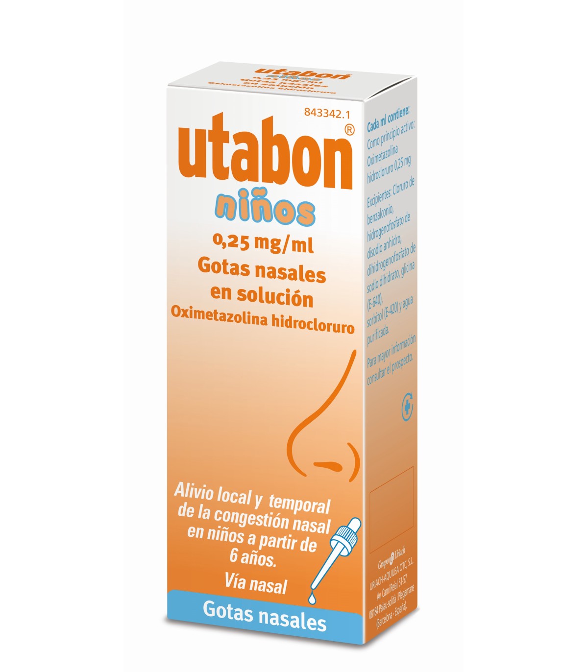 UTABON NIÑOS 0,25 mg/ml GOTAS NASALES EN SOLUCION 1 FRASCO 15 ml