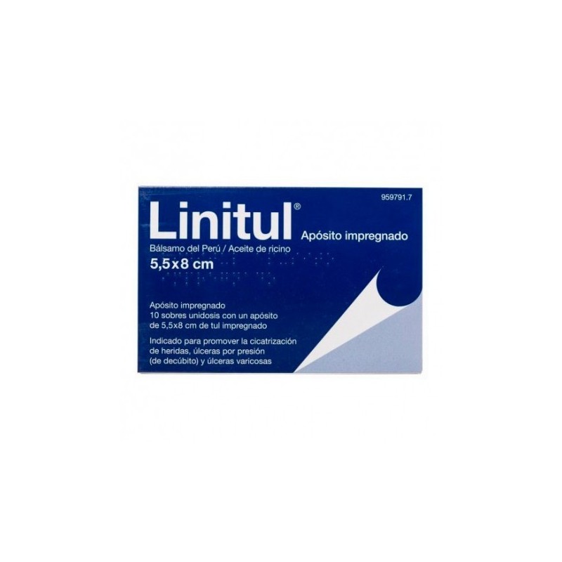LINITUL CICATRIZANTE 10 APOSITOS IMPREGNADOS 5,5 x 8 cm